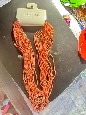 Hannah Multi-Strand Orange Bead Necklace